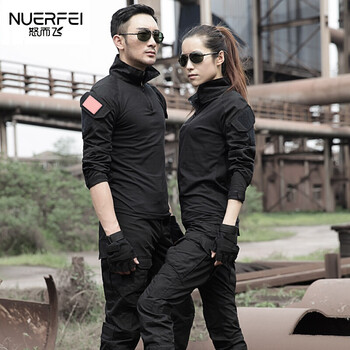 训服迷彩套装男cs修身青蛙服特种兵军装黑色蟒纹训练作战服武警执勤服