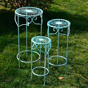 铁艺绿萝花盆架多层落地式 客厅阳台吊兰盆景三件套装花架花几农资 圆