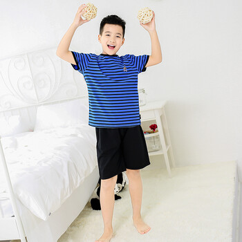 珂梵图男童夏款睡衣十岁男孩儿夏季儿童套装 2018新款中大童宽松t恤