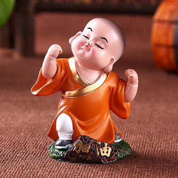 创意汽车摆件弥勒佛公仔可爱车上载车内饰品保平安小和尚用品 加油(8c