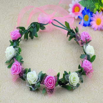 小孩头饰 六一儿童节幼儿头花儿童舞蹈花环跳舞玫瑰花头环学生演出