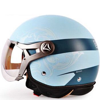 休闲个性时尚哈雷头盔摩托车电动车头盔半盔空军盔保暖男女 橡胶蓝 m