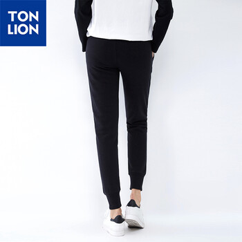 唐狮（TonLion）2015秋装 女贴标针织休闲长裤 黑色 S