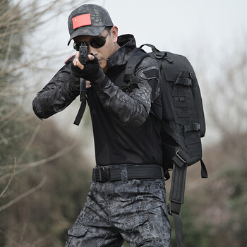 役狼 户外迷彩服男女套装特种兵军装黑色作训服真人cs战术服舒适防刮