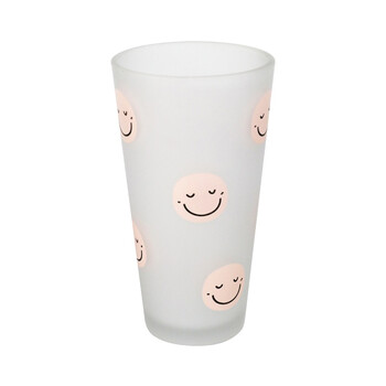 玻璃吸管水杯大容量耐热牛奶杯茶杯创意加厚果汁冷饮杯子 磨砂款-笑脸