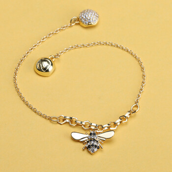 克丽诗纳(kelishina)韩版小蜜蜂手链女纯银网红同款小清新森系简约