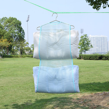 晒枕头网袋枕头晾晒架抱枕晒架晒枕头架子枕头夹晾晒衣架 双层蓝色