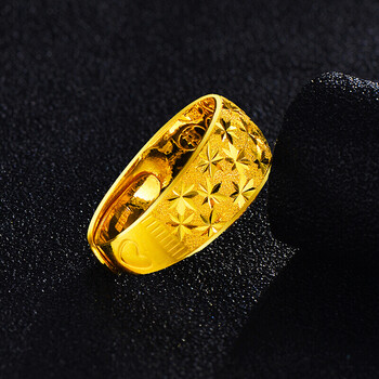 胤乃珠宝黄金戒指女 足金999满天星黄金戒指女 车花金戒指女  送女友