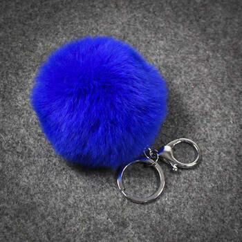 背包书包挂件毛绒球汽车钥匙扣挂饰钥匙链女生小礼物礼品 宝蓝色毛球