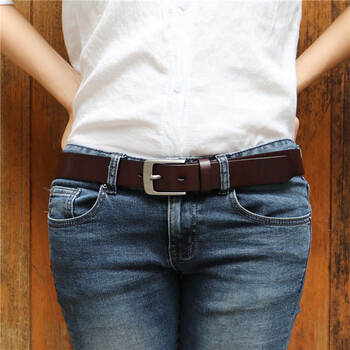 皮带女休闲简约百搭宽真皮针扣头层纯牛皮韩版裤带时尚牛仔裤腰带