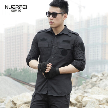 夏季警察作战服黑色保安服工作服套装男士春夏长短袖作训服多袋安检工