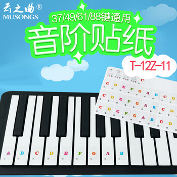 云之曲键钢琴键盘贴纸初学者儿童成人61键电子琴按键贴初学者学生手卷琴琴键贴简谱音符键位贴对照表t 12z 键 图片价格品牌报价 京东