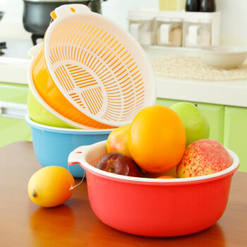 厨房带盖淘菜篮子洗菜篮洗菜盆 ks0548无盖大号颜色随机