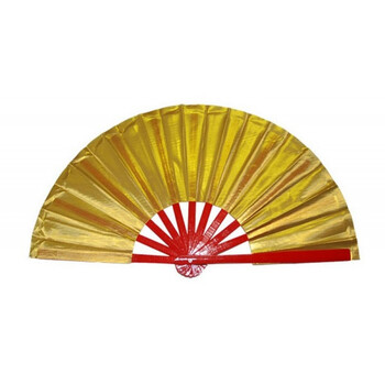 太极扇 武术扇子 健身扇 校学晨操扇红黄绿蓝左右响扇一尺 塑红杆金色