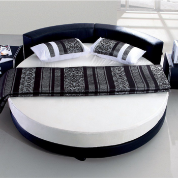 现代时尚圆床 小户型进口真皮圆床 酒店床 双人床 榻榻米床f64# 2米