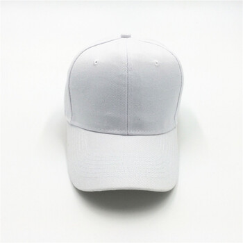 纯色弯檐男女光板空白魔术贴棒球帽 情侣鸭舌帽户外遮阳帽子 白色 m