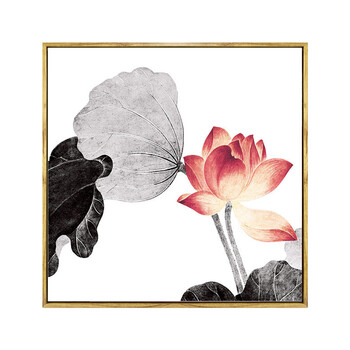 装饰画 客厅 新中式沙发背景墙莲花三联装饰挂画中国风禅意荷花水墨