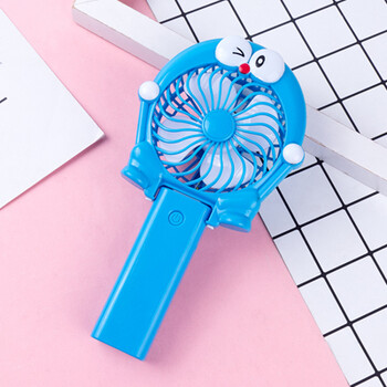 usb可充电折叠学生手拿手持小电风扇社会人sn5715 蓝色 叮当猫