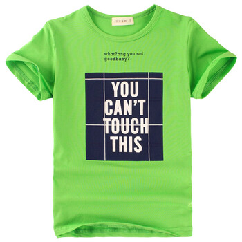短袖t恤儿童圆领全棉上衣宝宝童装春秋季中大童小孩上衣 绿色贴布t恤