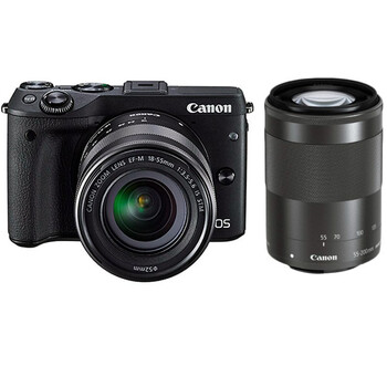 佳能（Canon）EOS M3（18-55mm f/3.5-5.6 IS STM、55-200mm f/4.5-6.3 IS STM）微型单电双头套机 黑色