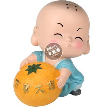 小和尚摆件创意可爱禅意汽车摆件车载车内饰品用品0036 心想事成