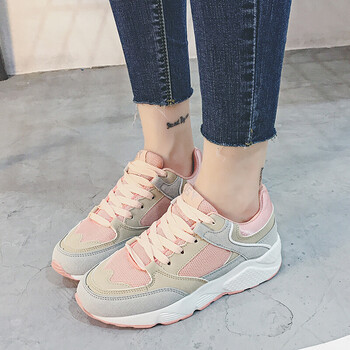 韩版运动鞋女学生2017春季百搭风休闲跑步鞋平底球鞋 粉色11 38