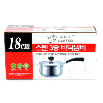 劳特斯不锈钢奶锅 18CM韩式涨型C类复底小汤锅辅食锅