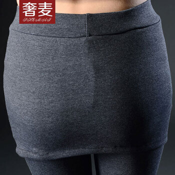 奢麦2015秋装新款假两件打底裤裙裤女韩版潮蕾丝显瘦打底裤8656 黑色加绒款 均码