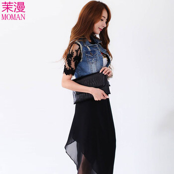 茉漫2016春装新款韩版牛仔马甲女 蓝色 4XL