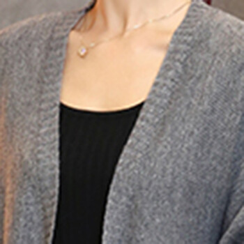 金巧依 2015秋装新款女 韩版流苏中长款针织衫纯色毛衣开衫大码宽松外套 YDL8803 灰色 L