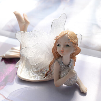 凡花园车载天使 花仙子树脂工艺摆件 汽车内饰用品创意精品车饰 银色