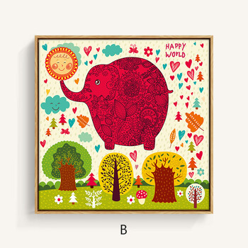 卡通装饰画儿童房有框画小孩房间挂画卧室墙画可爱插画幼儿园壁画sn37