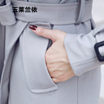 玉莱兰依2015冬季新款风衣女装韩版中长款外装 1505款 藏青色 L