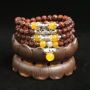 檀源祥小叶紫檀手串紫檀手链文玩佛珠猫眼石配珠 送礼 8mm*72颗