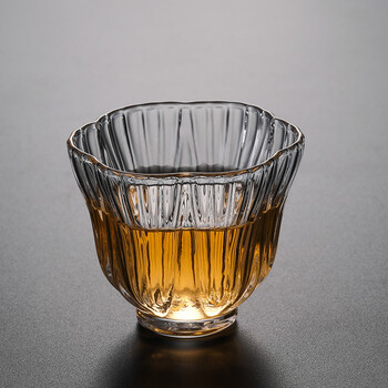 耐热锤纹透明玻璃品茗杯主人杯个人小茶杯日式功夫茶具茶盏 小白菜