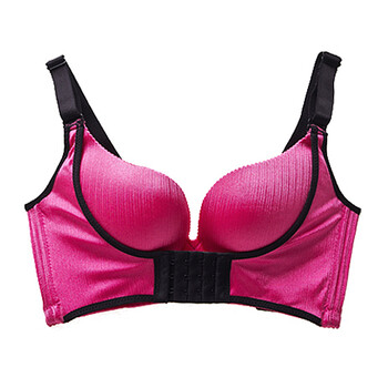 聚拢小胸性感无钢圈上托侧收副乳女内衣 (款式三玫红) 单件文胸 75a