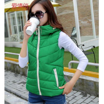 爱情俏冬季新款羽绒服女短款马甲韩版简约连帽羽绒棉背心606 白色 2XL