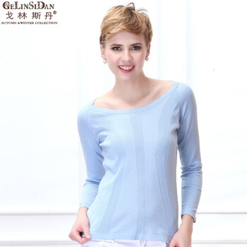 戈林斯丹   专柜秋季新品 女款修身时尚舒适针织衫W12-120 浅兰色 L/100