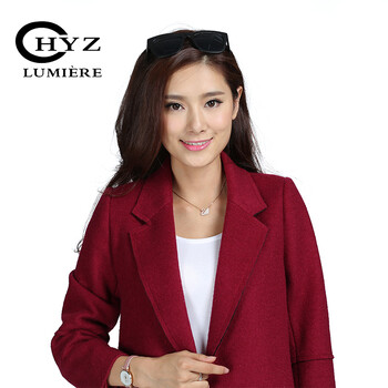 HYZLUMIERE 秋冬季新款毛呢大衣女长款毛呢外套呢子大衣 酒红色 M