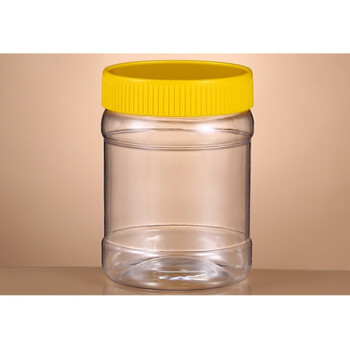 500克辣酱瓶透明密封塑料罐食品罐头瓶包装盒广口圆形储物零食罐 500