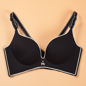 空透气性感无痕内衣女无钢圈聚拢文胸学生少女小胸罩超薄款 黑色单件