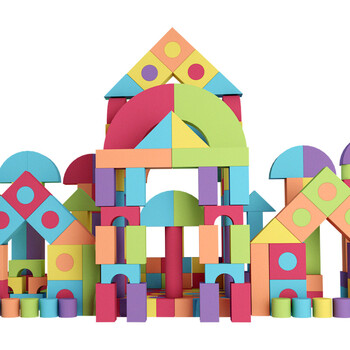 儿童积木3-6周岁eva泡沫积木1-2岁女孩宝宝婴儿软体男孩玩具 【100块