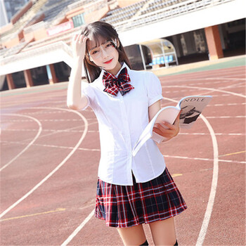 夏季英伦风校服套装韩版学院风学生装日系学生制服男女生班服 泡泡袖