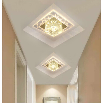 led水晶筒灯客厅天花灯正方形吸顶过道走廊玄关阳台门厅入户射灯 直径