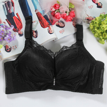 透气孔清爽无钢圈杯胸罩蕾丝舒适聚拢调整型女士文胸 黑色 80a