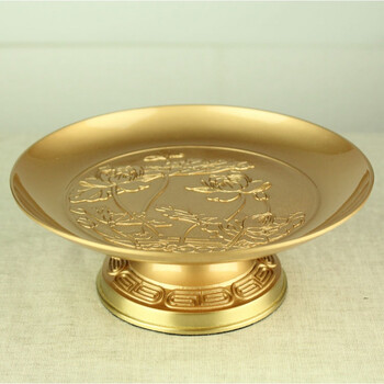 铜莲花果碟果盘供盘供碟 佛教佛具用品 佛堂佛前寺院贡品供佛盘 8寸