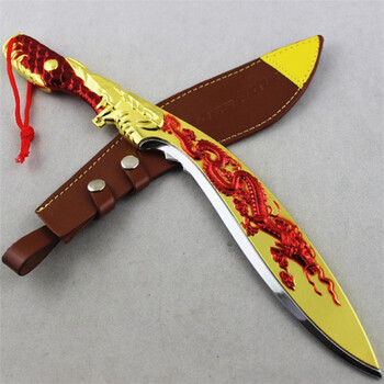 刀剑英雄武器大号龙炎息马来剑金属模型带皮套 屠龙尼泊尔30cm-金色