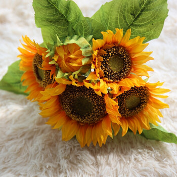 仿真花束向日葵太阳花舞蹈道具室内家居餐厅电视柜装饰假花摆件 橘色
