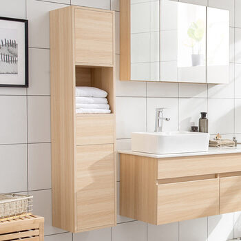 北欧卫生间实木储物柜浴室柜收纳柜侧柜浴室柜组合边柜 原木