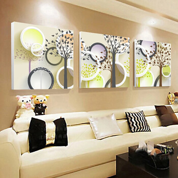 阁 北欧客厅装饰画 卧室床头画无框画 餐厅挂画 沙发背景墙画 三联画